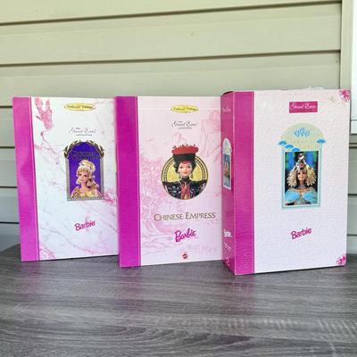 LOT 70H: NRFB Mattel Collector Edition Barbie Great Eras Collection Dolls: 1993 Egyptian Queen (11397), 1995 Grecian Goddess (15005)...