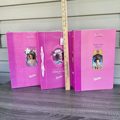 LOT 71H: NRFB Mattel Collector Edition Barbie Great Eras Collection Dolls: 1993 1850's Southern Belle (11475), 1993 Gibson Girl...