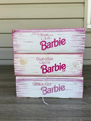 LOT 71H: NRFB Mattel Collector Edition Barbie Great Eras Collection Dolls: 1993 1850's Southern Belle (11475), 1993 Gibson Girl...