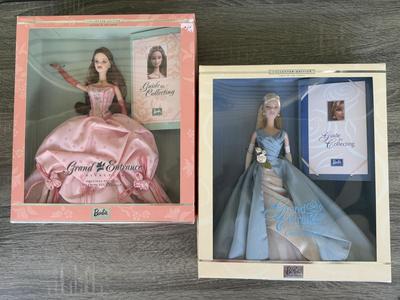 LOT 72P: NRFB Mattel Collector Edition Barbie Grand Entrance Dolls: 2000 #1 by Carter Bryant (28533) & 2001 #2 by Sharon Zuckerman...