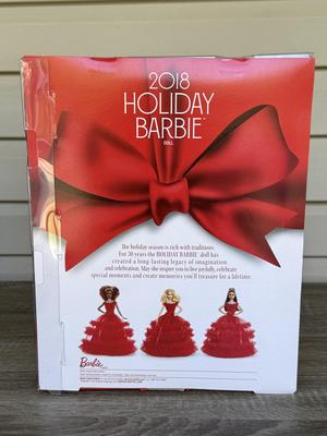 LOT 73P: NRFB Mattel Barbie Collector 2017 Holiday Barbies (DYX39 & DYX41) & Barbie Signature 30th Anniversary 2018 Holiday...
