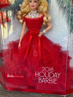 LOT 73P: NRFB Mattel Barbie Collector 2017 Holiday Barbies (DYX39 & DYX41) & Barbie Signature 30th Anniversary 2018 Holiday...