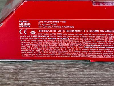 LOT 73P: NRFB Mattel Barbie Collector 2017 Holiday Barbies (DYX39 & DYX41) & Barbie Signature 30th Anniversary 2018 Holiday...