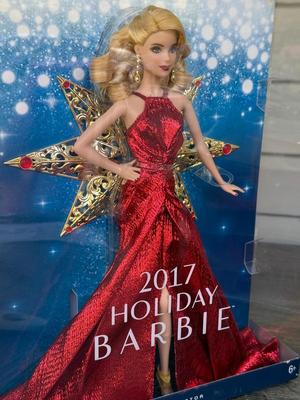 LOT 73P: NRFB Mattel Barbie Collector 2017 Holiday Barbies (DYX39 & DYX41) & Barbie Signature 30th Anniversary 2018 Holiday...