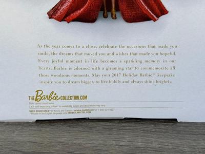LOT 73P: NRFB Mattel Barbie Collector 2017 Holiday Barbies (DYX39 & DYX41) & Barbie Signature 30th Anniversary 2018 Holiday...
