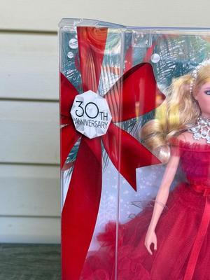 LOT 73P: NRFB Mattel Barbie Collector 2017 Holiday Barbies (DYX39 & DYX41) & Barbie Signature 30th Anniversary 2018 Holiday...