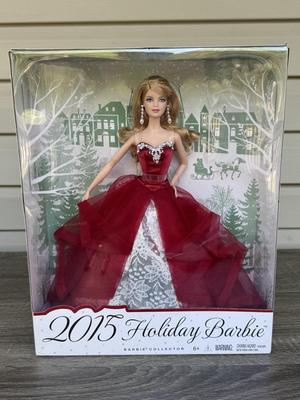 LOT 74P: NRFB Mattel Barbie Collector Holiday Barbie Dolls: 2014 (BDH13), 2015 (CHR76) & The Peace Hope Love Collection 2016 (DGX98)