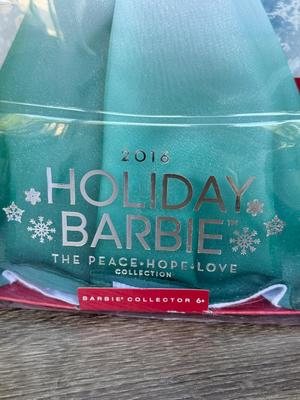 LOT 74P: NRFB Mattel Barbie Collector Holiday Barbie Dolls: 2014 (BDH13), 2015 (CHR76) & The Peace Hope Love Collection 2016 (DGX98)