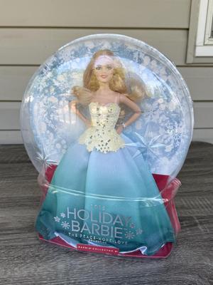 LOT 74P: NRFB Mattel Barbie Collector Holiday Barbie Dolls: 2014 (BDH13), 2015 (CHR76) & The Peace Hope Love Collection 2016 (DGX98)