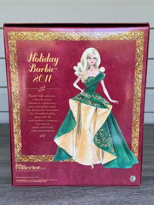 LOT 76P: NRFB Mattel Barbie Collector Holiday Barbies: 2010 (R4545), 2011 (T7914), 2012 (W3465) & 2013 (X8271)