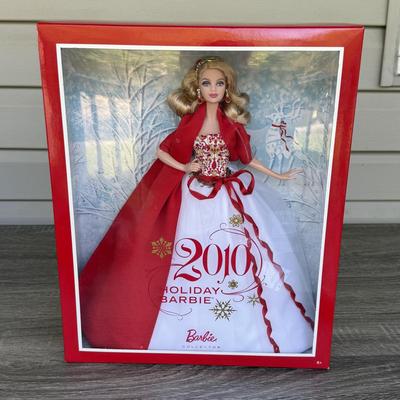 LOT 76P: NRFB Mattel Barbie Collector Holiday Barbies: 2010 (R4545), 2011 (T7914), 2012 (W3465) & 2013 (X8271)