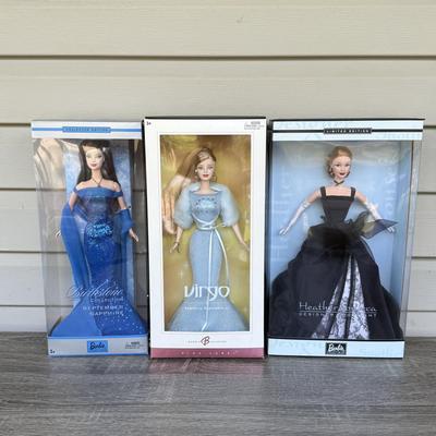 LOT 78P: NRFB Mattel Barbie: 2002 Collector Edition Birthstone September Sapphire (C5327), 2003 Ltd Edition Heather Fonseca Designer...