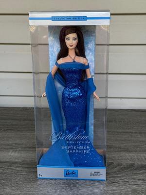 LOT 78P: NRFB Mattel Barbie: 2002 Collector Edition Birthstone September Sapphire (C5327), 2003 Ltd Edition Heather Fonseca Designer...
