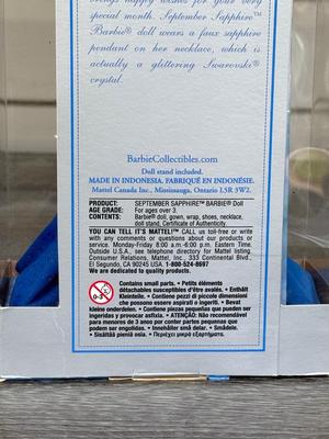 LOT 78P: NRFB Mattel Barbie: 2002 Collector Edition Birthstone September Sapphire (C5327), 2003 Ltd Edition Heather Fonseca Designer...