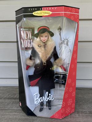 LOT 121P: NRFB 1998 Mattel Collector Edition Barbie City Seasons Dolls: Winter in New York (19429) & Fall in Paris (19367)