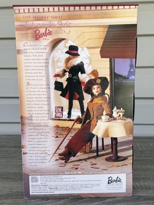 LOT 121P: NRFB 1998 Mattel Collector Edition Barbie City Seasons Dolls: Winter in New York (19429) & Fall in Paris (19367)