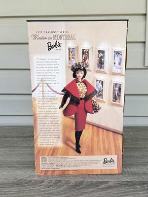 LOT 122P: NRFB 1999 Mattel Collector Edition Barbie City Seasons Dolls: Autumn in London (22257) & Winter in Montreal (22258)