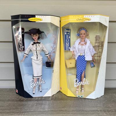 LOT 123P: NRFB 1999 Mattel Collector Edition Barbie City Seasons Dolls: Spring in Tokyo (19430) & Summer in Rome (19431)