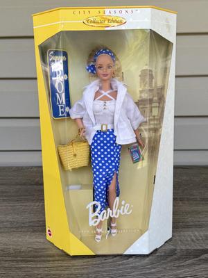 LOT 123P: NRFB 1999 Mattel Collector Edition Barbie City Seasons Dolls: Spring in Tokyo (19430) & Summer in Rome (19431)