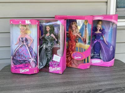LOT 125P: NRFB 1997 Special Edition Barbie Dolls: Sparkle Beauty (17251), Evening Elegance Series Evening Enchantment (19783), Charity...