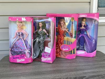 LOT 125P: NRFB 1997 Special Edition Barbie Dolls: Sparkle Beauty (17251), Evening Elegance Series Evening Enchantment (19783), Charity...