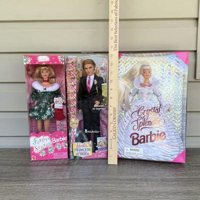 LOT 128P: NRFB Mattel Barbie Dolls: 2011 Princess Charm School Nicholas (V6828) & Special Edition: 1995 Crystal Splendor (15136)...