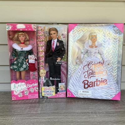 LOT 128P: NRFB Mattel Barbie Dolls: 2011 Princess Charm School Nicholas (V6828) & Special Edition: 1995 Crystal Splendor (15136)...