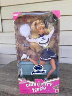 LOT 129P: 2011 Barbie R/C Convertible (untested - X5450) & NRFB Mattel: 1996 Penn State Cheerleader University (17698) & 1998...