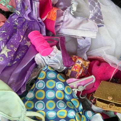 LOT 140P: Box of Barbie Sized Clothing & Accessories