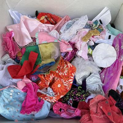LOT 140P: Box of Barbie Sized Clothing & Accessories