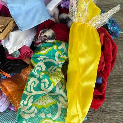 LOT 140P: Box of Barbie Sized Clothing & Accessories