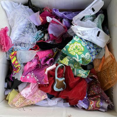 LOT 140P: Box of Barbie Sized Clothing & Accessories