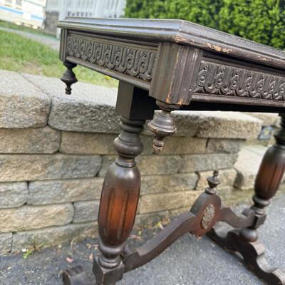 LOT 144G: Antique Marble Inlay Side Table