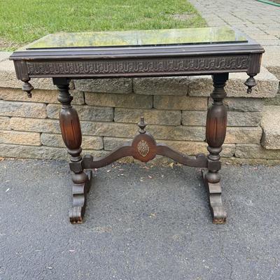 LOT 144G: Antique Marble Inlay Side Table