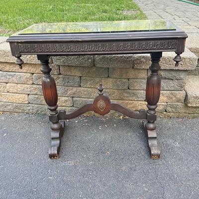 LOT 144G: Antique Marble Inlay Side Table