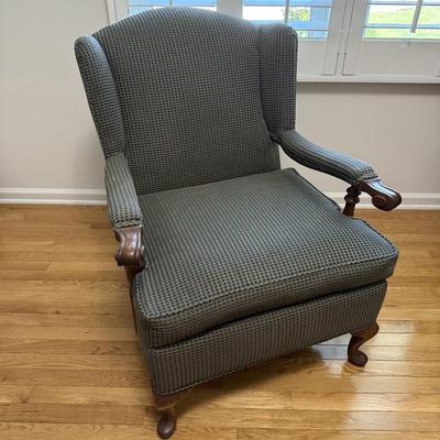 Plaid Wingback Armchair with Accent Pillow (B1-HS)