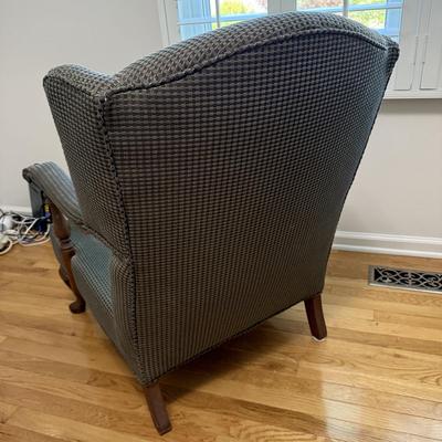 Plaid Wingback Armchair with Accent Pillow (B1-HS)
