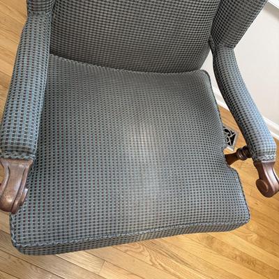 Plaid Wingback Armchair with Accent Pillow (B1-HS)