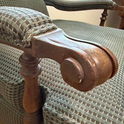 Plaid Wingback Armchair with Accent Pillow (B1-HS)