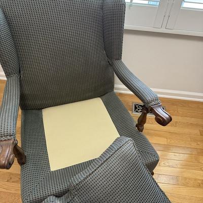 Plaid Wingback Armchair with Accent Pillow (B1-HS)