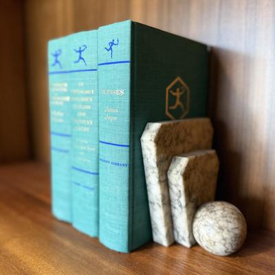 Marble Bookends with Three ‘Modern Library’ Books (B1-HS)