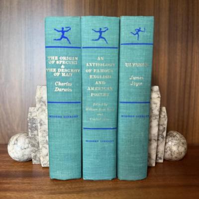 Marble Bookends with Three ‘Modern Library’ Books (B1-HS)