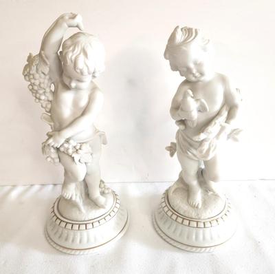 Lot #119 Pair Vintage Bisque Cherubs on Base