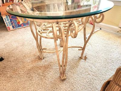 Lot #128 Contemporary Beveled Glass Side Table