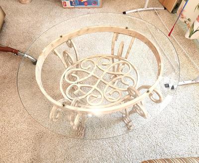 Lot #128 Contemporary Beveled Glass Side Table