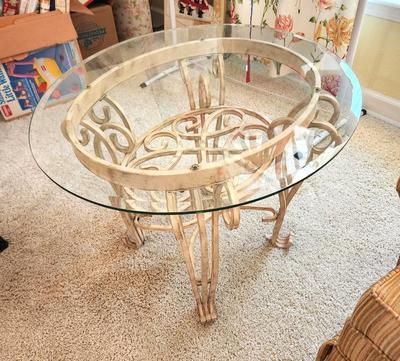 Lot #128 Contemporary Beveled Glass Side Table