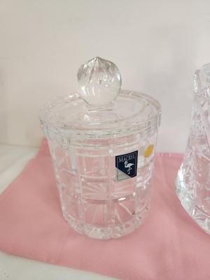 Lot #139 Lot of 2 Crystal Biscuit Barrels - good condition