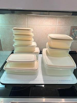 RUBBERMAID CONTAINERS AND GLASS CUTTING BOARD