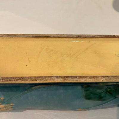 L813 Antique Roseville Pottery Winecraft Blue Window Box GLAZED Bowl