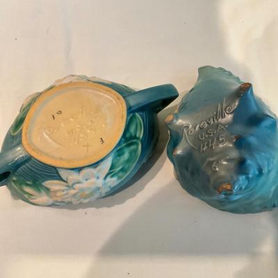 L815 ANtique Roseville Pottery Small Bowl and Conch Shell Planter